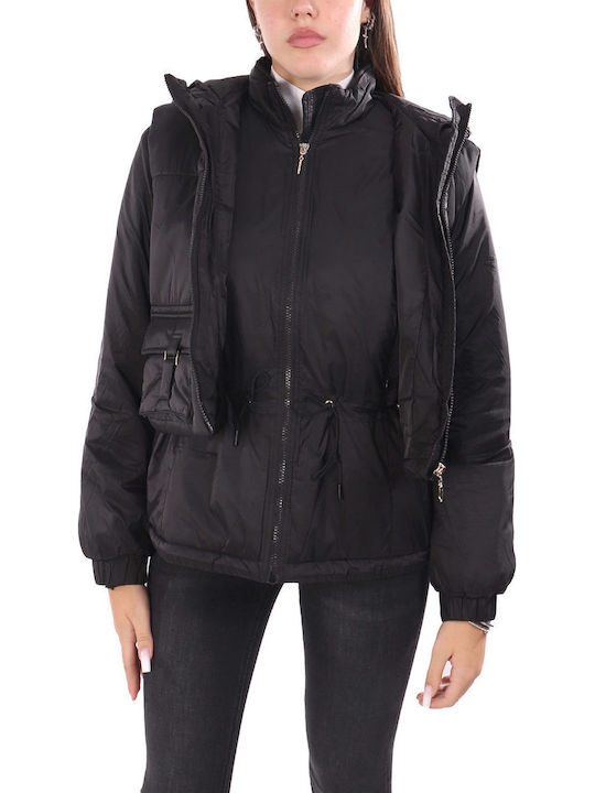 Damen Ärmellos Puffer Jacke für Winter Black