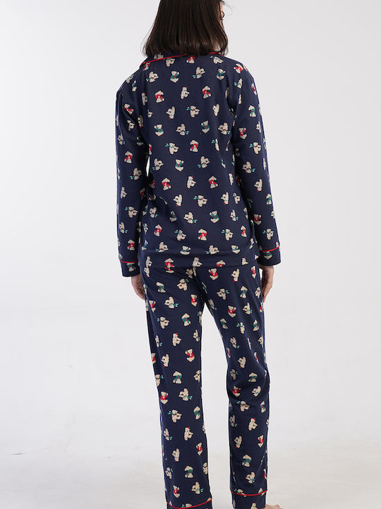 Vienetta Secret Winter Women's Pyjama Set Blue Marine