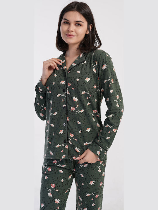 Vienetta Secret Winter Damen Pyjama-Set Green
