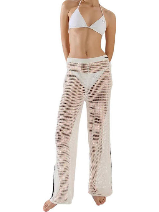 Karl Lagerfeld Pantaloni Largi De Plajă În Culoare Albă Karl Lagerfeld Pantaloni Largi De Plajă În Culoare Albă