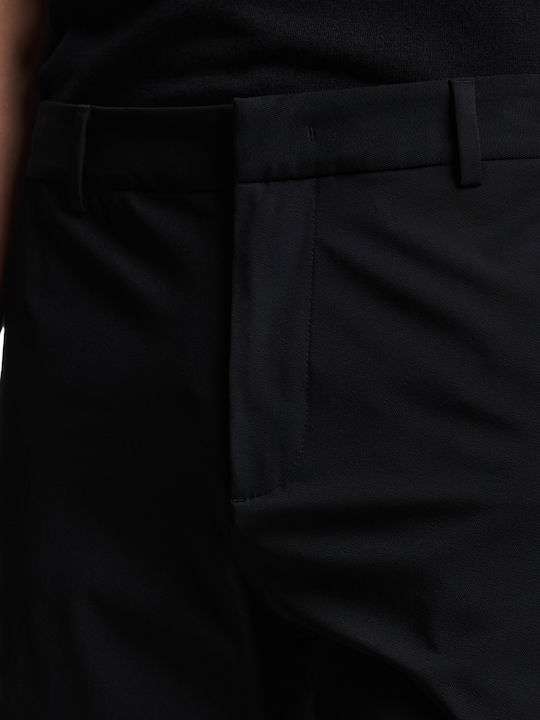 Trousers Chino Elastic in Straight Line Black