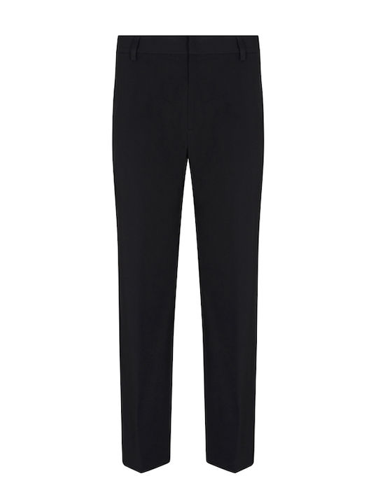Trousers Chino Elastic in Straight Line Black