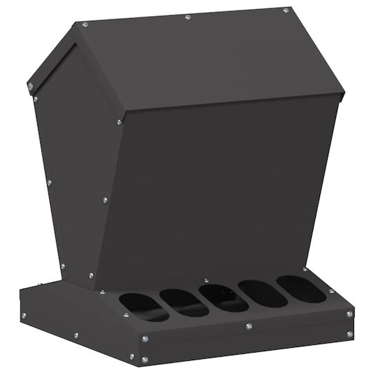 Chicken Feeder Black 30 x 30 x 39 cm Cold Rolled Steel 874681 Black