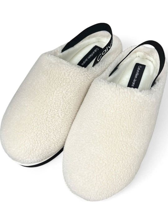 Women's Slippers with Fur White