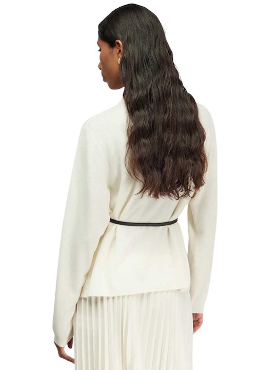 Long Women's Knitted Cardigan Beige