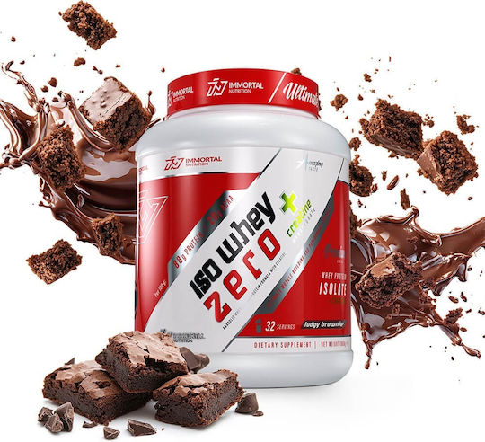 Immortal Nutrition Iso Whey Zero + Creatine Protein Whey with Creatine Gluten & Lactose Free with Flavor Fudgy Brownie 1kg