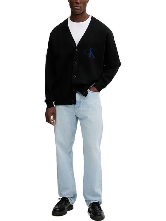 Herren Strickjacke mit Knöpfen Black