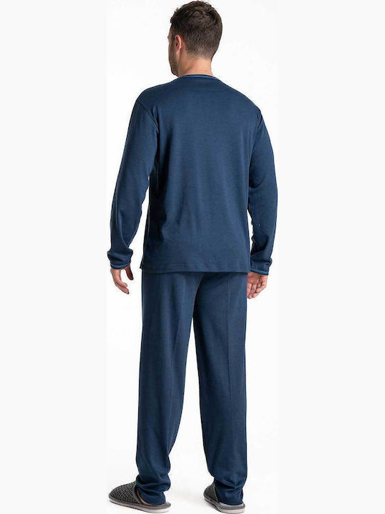 Relax Anatomic Χειμερινό Ανδρικό Παντελόνι Πιτζάμας Βαμβακερό Blue