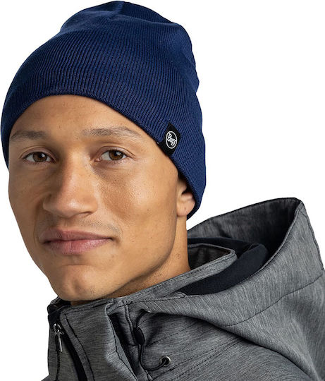 Beanie Unisex Fleece Beanie Knitted in Navy Blue color