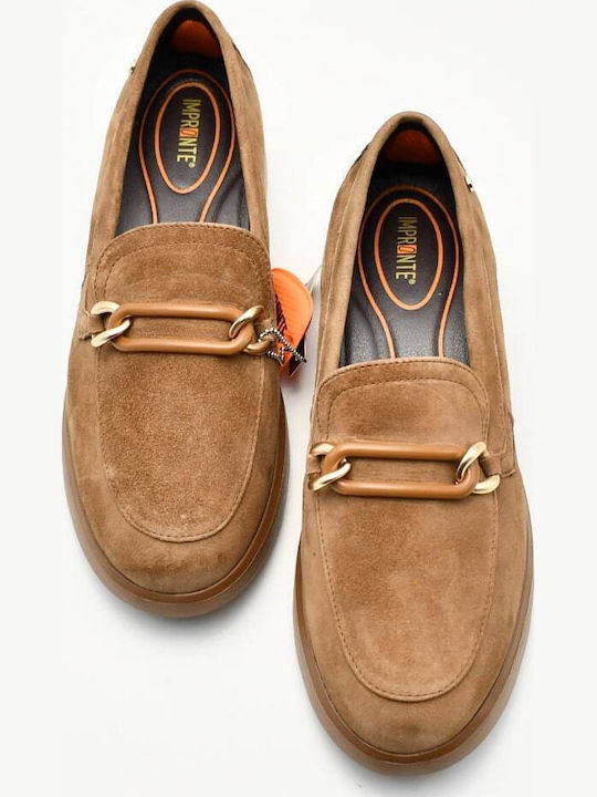 Δερμάτινα Γυναικεία Loafers σε Καφέ Χρώμα