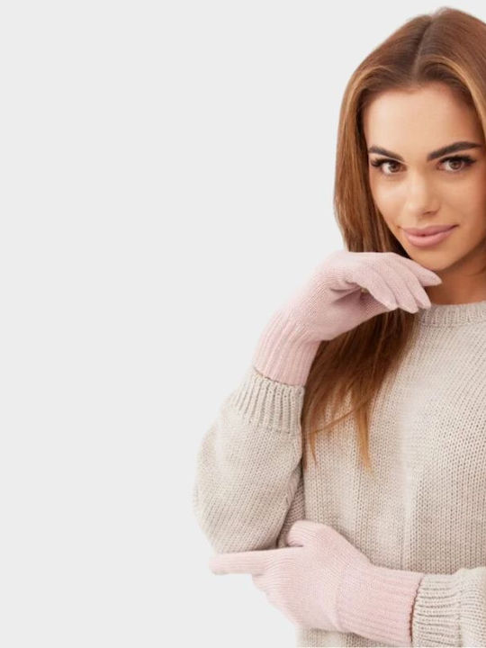 Rosa Wolle Handschuhe