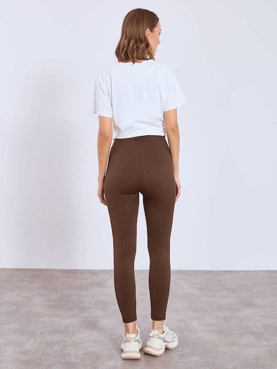Celestino Дамски Еластичен Термоизолационен Клин Slim Fit Тъмнокафяв