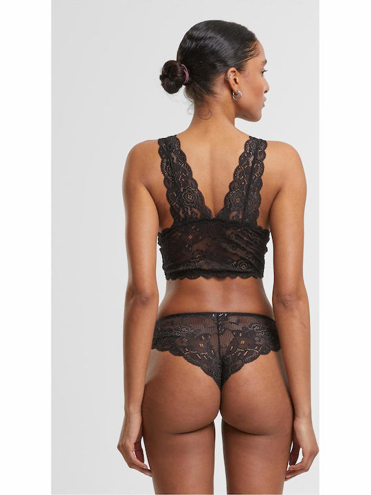 Ladies Allover Lace Bra Padded Black