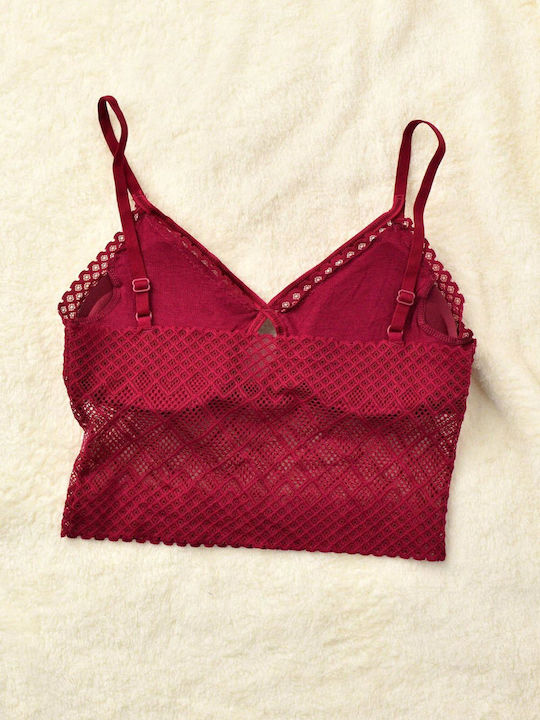 Γυναικείο Bralette Στρογγυλό Σχέδιο Στο Μπούστο Μπορντώ 8349