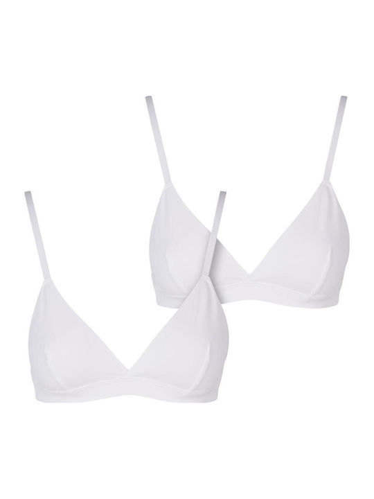 Ladies Basic Unpadded Bralette 2-Pack White+White