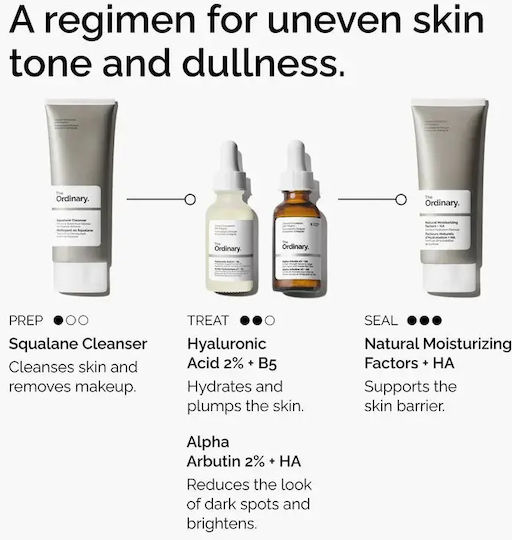 The Ordinary Ordinary Alpha Arbutin 2% Moisturizing Serum Face with Hyaluronic Acid for Radiance & Dark Spots 30ml