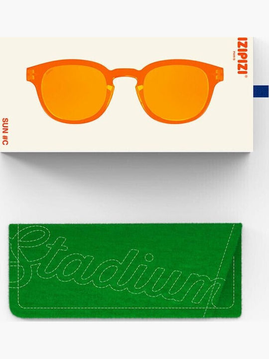 Sun C Unisex Sunglasses with Brown Plastic Frame and Gray Lens