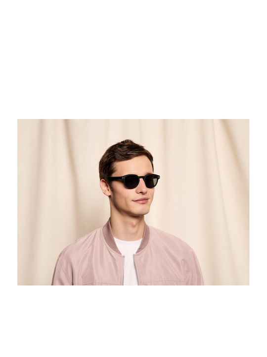 Sun C Unisex Sunglasses with Brown Plastic Frame and Gray Lens