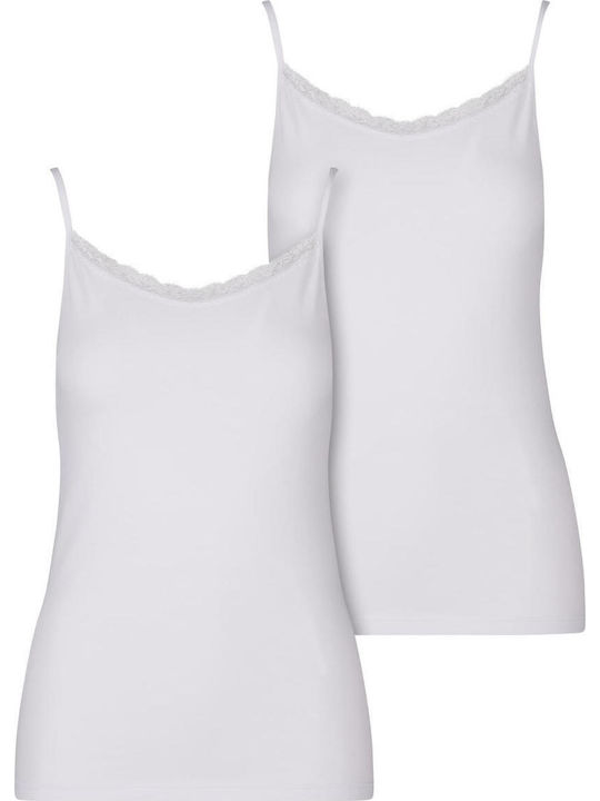 Women's T-Shirt with Spaghetti Strap White 2Pack