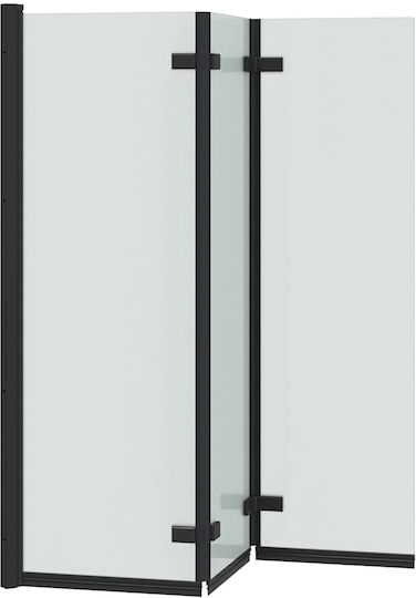 vidaXL Кабинет Душ с Сгъваем Врата 130x138см Ивици Черно
