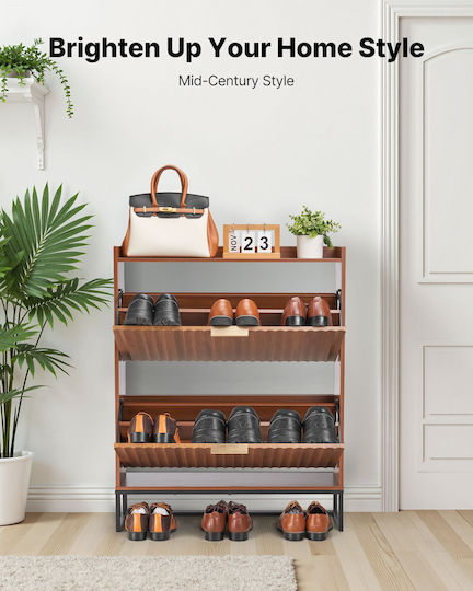 Wooden Shoe Organizer Brown 31.5x9.45x39.37cm