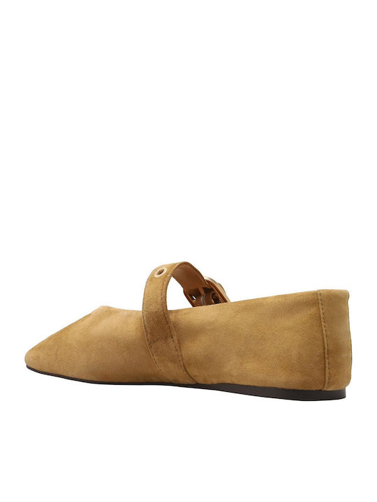 Wildleder Damen Ballerinas Tabac Braun