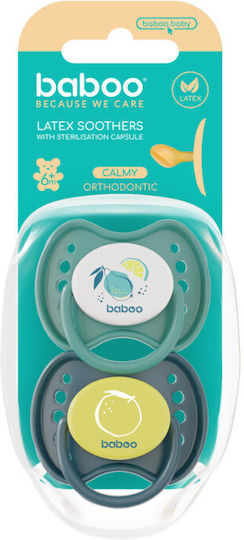 Baboo Orthodontische Schnuller Gummi mit Etui Grün für 6+ Monate 2Stück