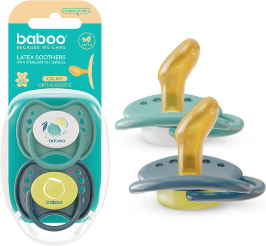 Baboo Orthodontische Schnuller Gummi mit Etui Grün für 6+ Monate 2Stück