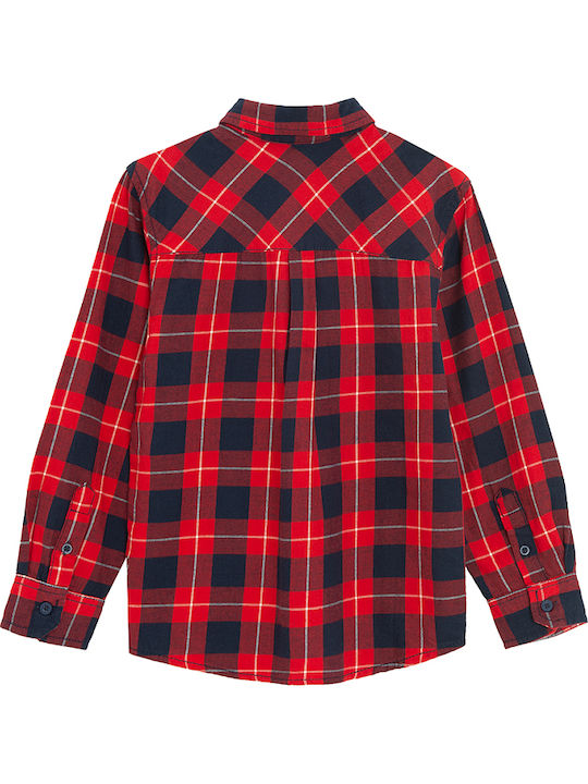 Kids Checked Shirt Long Sleeve Red