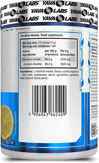 Yava Labs Citruline Malate 300gr Lemon Orange