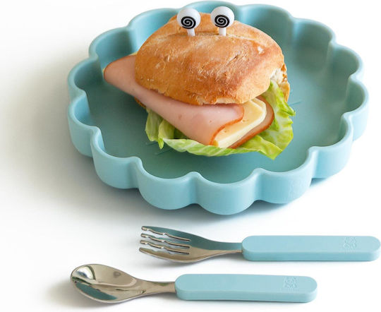 Pandaboo Baby Food Plate made of Silicone Blue