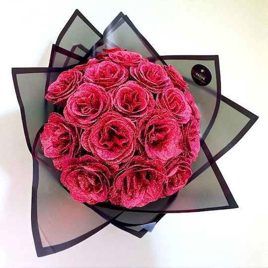 Glitter Rosen Blumenstrauß 19 Rote Seifenrosen