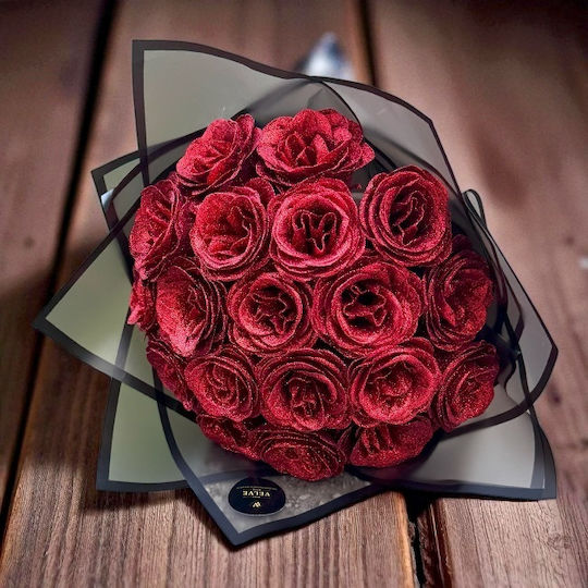 Glitter Rosen Blumenstrauß 19 Rote Seifenrosen