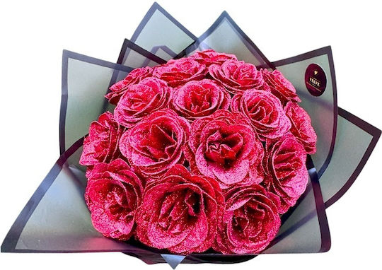 Glitter Rosen Blumenstrauß 19 Rote Seifenrosen