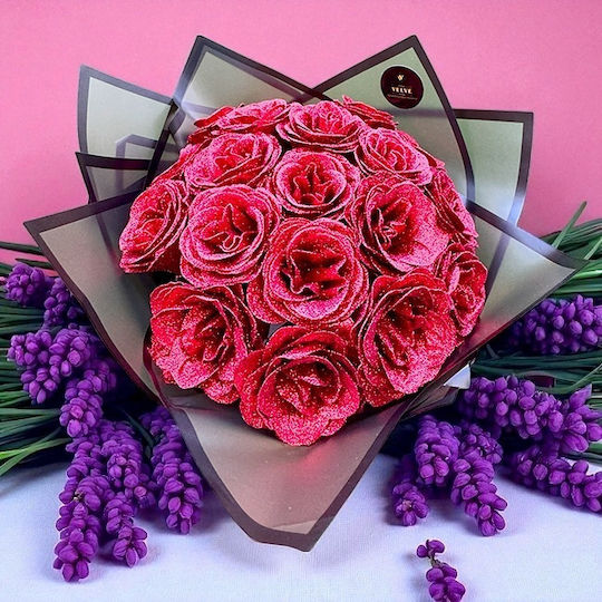 Glitter Rosen Blumenstrauß 19 Rote Seifenrosen