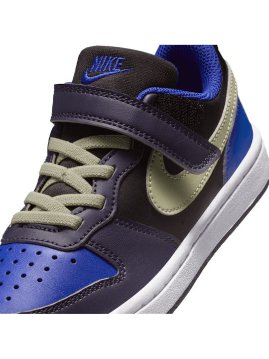 Court Borough Low Recraft Kids Sneakers with Hoop & Loop Closure Black
