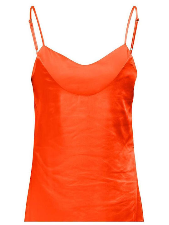 Summer Midi Evening Dress Slip Dress Satin Orange
