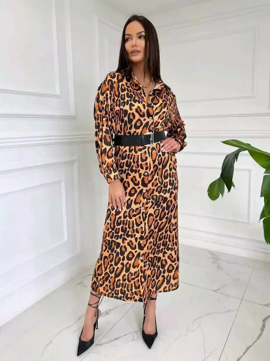 Maxi Dress Brown Animal Print