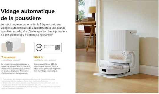 Roborock Q Revo Plus Robot Vacuum Cleaner with Laser Mapping & 7000Pa Suction Power White