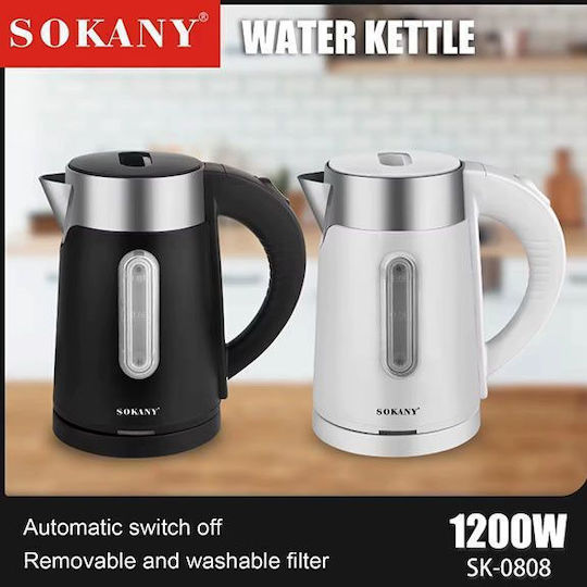 Sokany SK-0808 Електрическа Кана 1л 1200W Черна