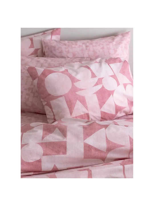 Palamaiki Duvet Cover Set Cotton Queen with 2 Pillowcases 240x250 Fashion Life Fl6289 Pink