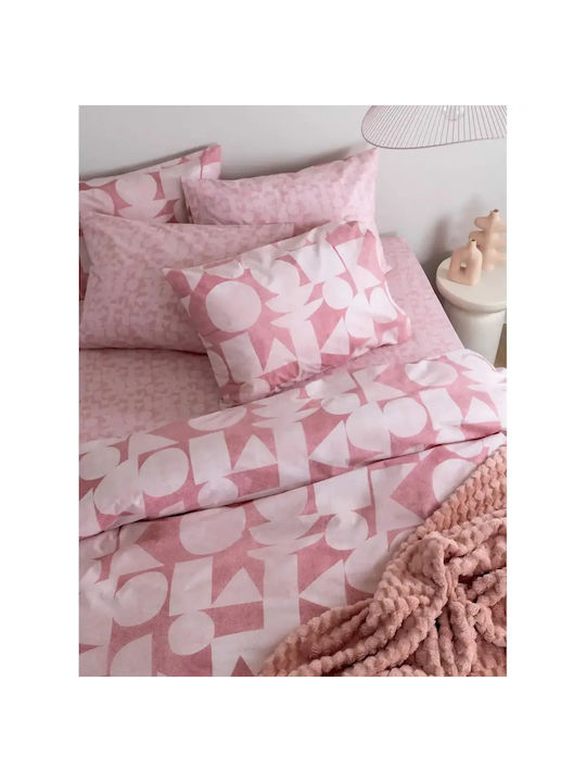 Palamaiki Duvet Cover Set Cotton Queen with 2 Pillowcases 240x250 Fashion Life Fl6289 Pink