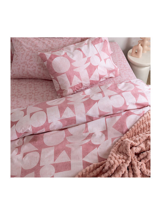 Palamaiki Duvet Cover Set Cotton Queen with 2 Pillowcases 240x250 Fashion Life Fl6289 Pink