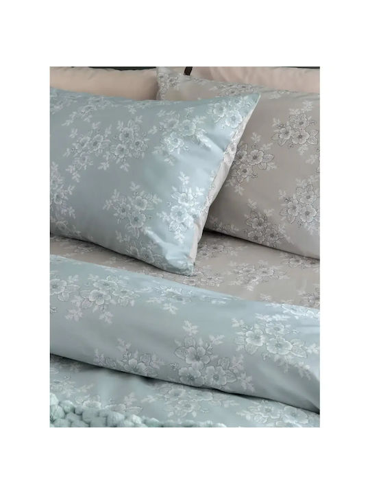 Palamaiki Duvet Cover Set Cotton Queen with 2 Pillowcases 240x250 Fashion Life Fl6280 Green