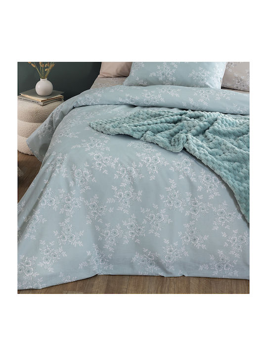 Palamaiki Duvet Cover Set Cotton Queen with 2 Pillowcases 240x250 Fashion Life Fl6280 Green