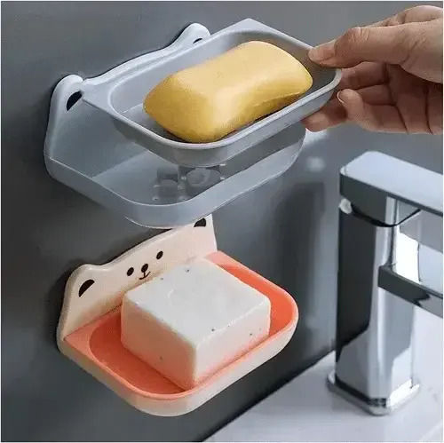 Plastic Soap Dish Wall Mounted Gray