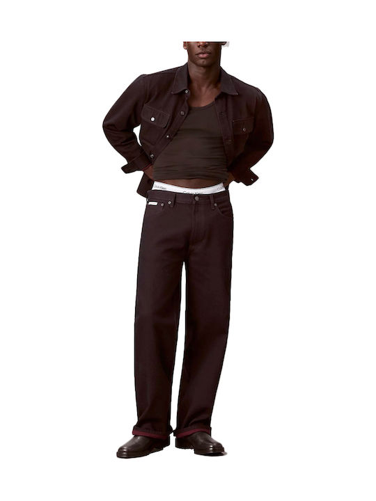Men's Jeans Pants with Loose Baggy Fit Merlot Brown