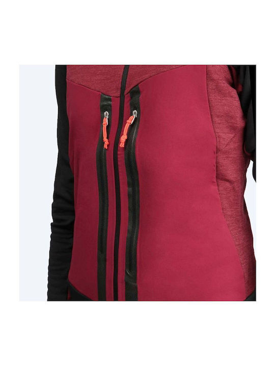 Ortles Women's Fleece Cardigan with Zipper in Red Color