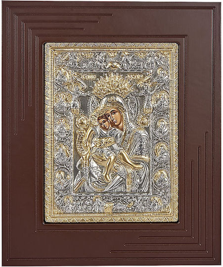 Religiöses Ikone Goldrahmen Riesig Holz-Metall 47x39cm Homie 321410