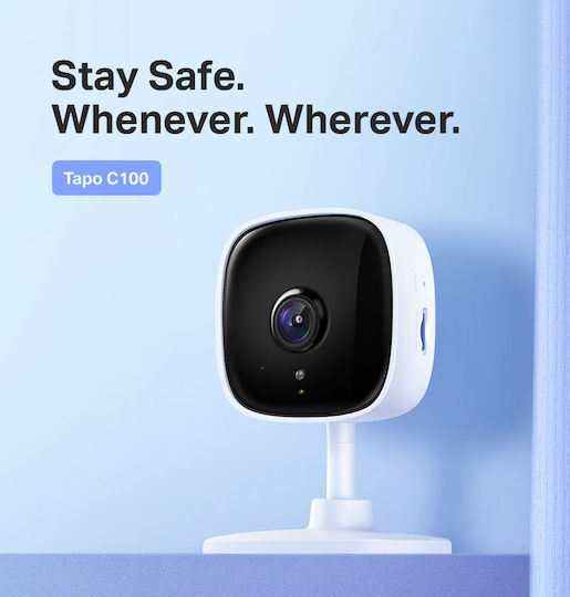 TP-LINK Tapo C100 v4 IP Surveillance Camera Wi-Fi Full HD 1080p with Two-Way Communication and Lens 3.3mm